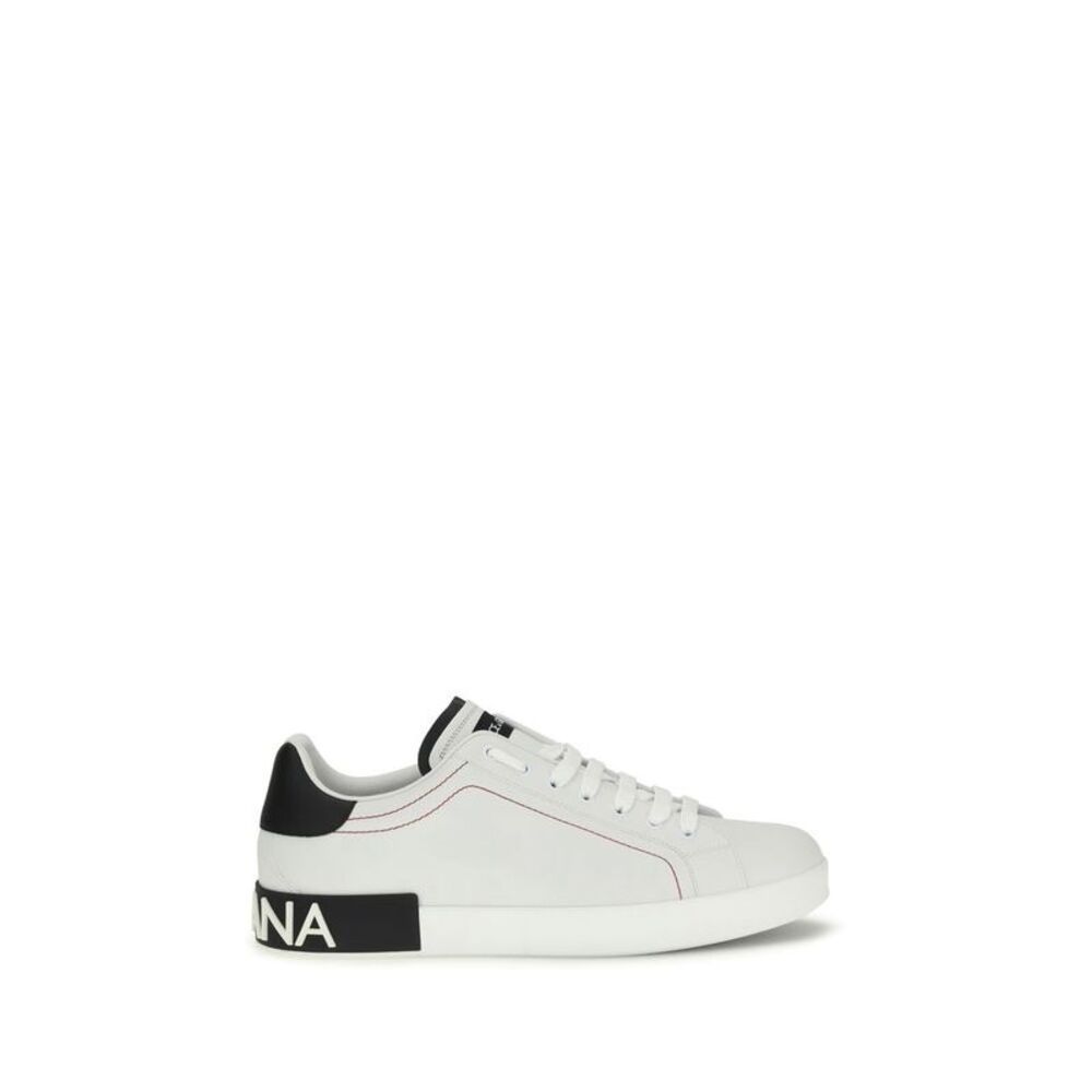 Dolce & Gabbana White Calf Leather Bos Taurus Low Top Men's Sneakers